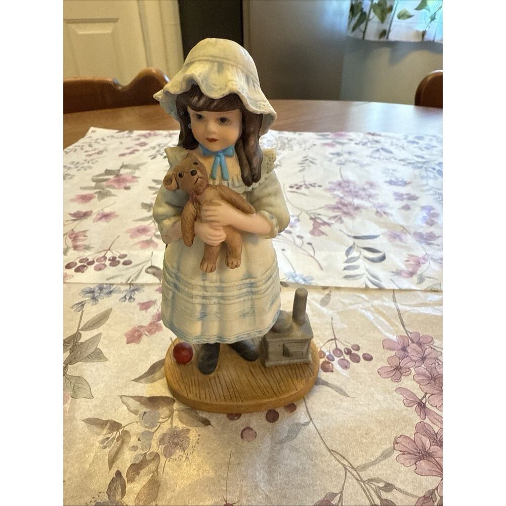 Jan Hagara Limited Edition Christina Little Girl in Bonnet with a Bear Figurine